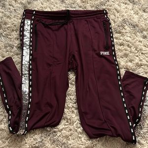 Victoria'a Secret PINK Track Pant with silver sequin stripe